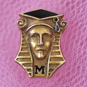 14K gold Pharaoh brooch, old elegant lapel pin, unique vintage jewelry gift